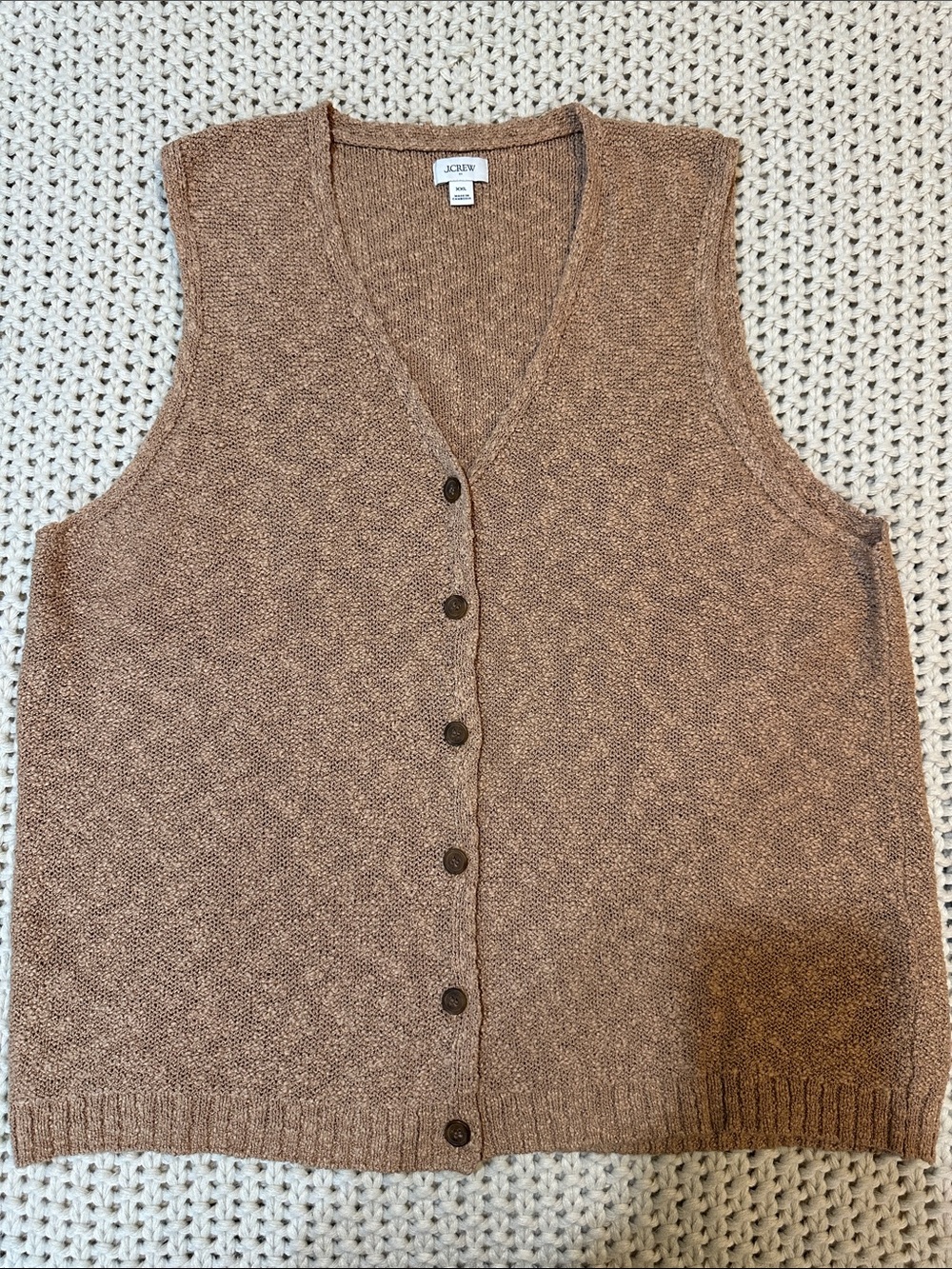 J. Crew Women's Button-Front Sweater Vest in Camel/Tan, XXL
